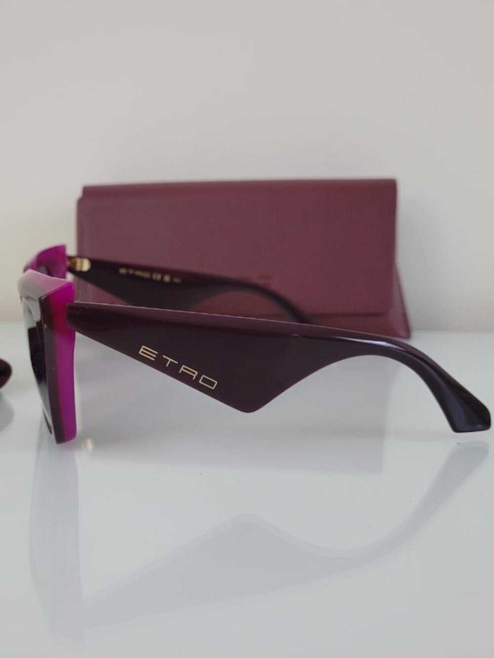 ETRO Tailoring Burgundy Oversized Sunglasses w/ Case Made in Italy - Picture 5 of 7